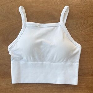 White Ribbed and Padded Crop Top